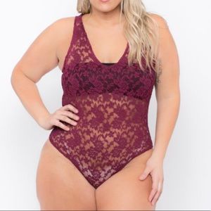 Burgundy Lace BodySuit 2X